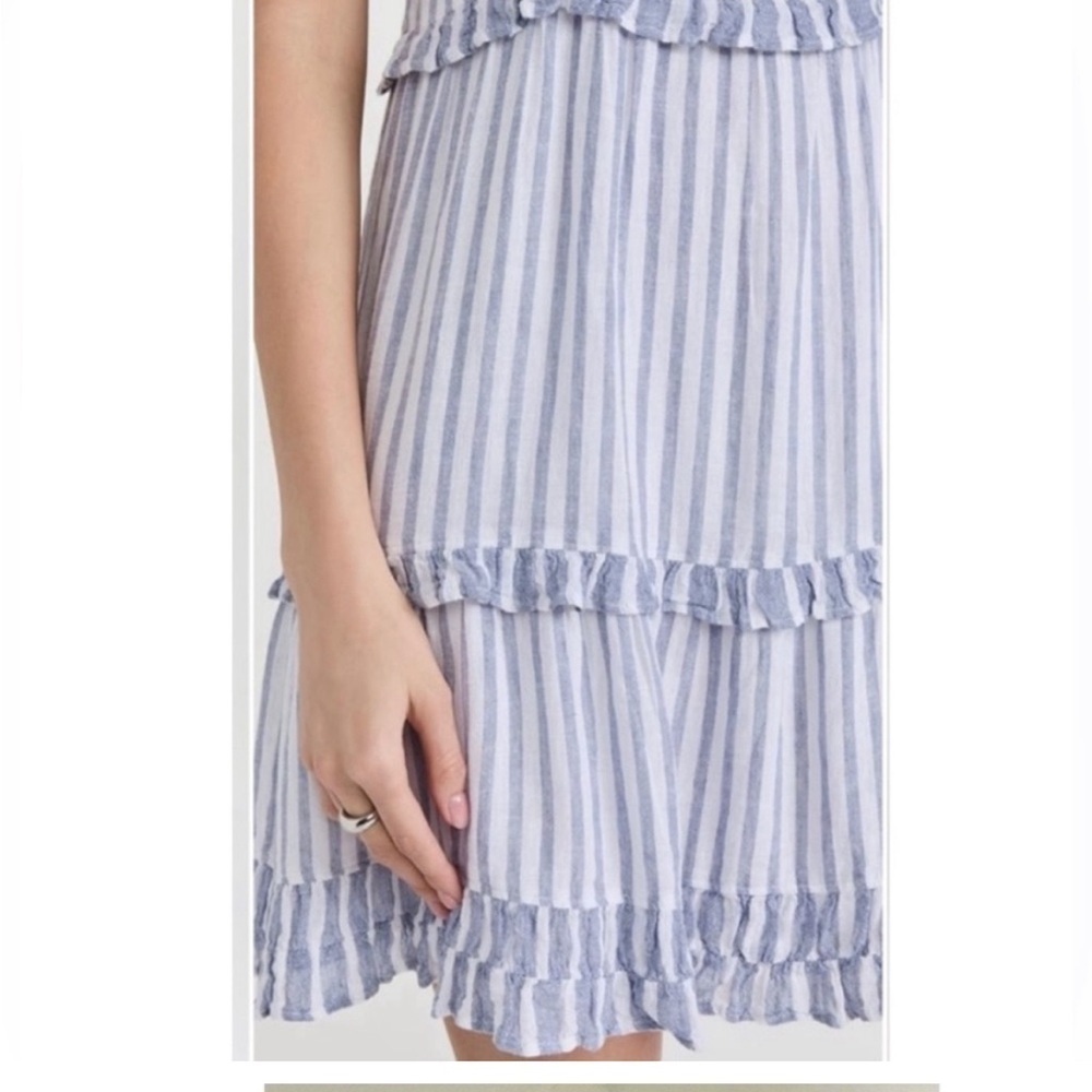 Striped Blue and White Sleeveless Dress - Picture 3 of 9
